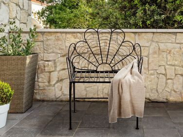 Metal Garden Accent Chair Black LIGURIA 