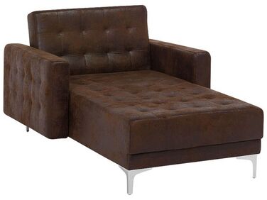 Chaise longue in tessuto similpelle marrone ABERDEEN