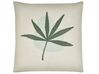 Set of 2 Embroidered Cushions Leaf Motif 45 x 45 cm Green DAVALLIA_810809