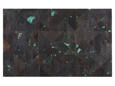 Koberec kožený hnědý/tyrkysový 140 x 200 cm ATALAN