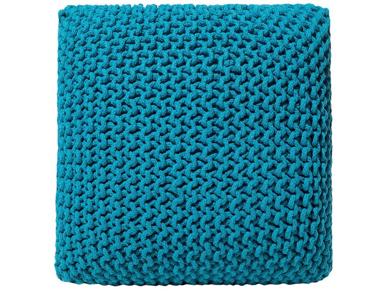 Pufe em algodão tricotado azul 50 x 50 x 31 cm CONRAD_699232