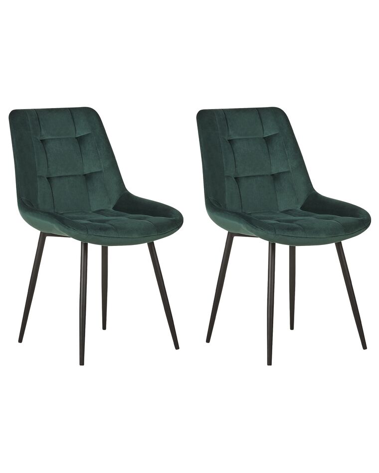 Conjunto de 2 cadeiras de jantar em veludo verde escuro MELROSE_771910