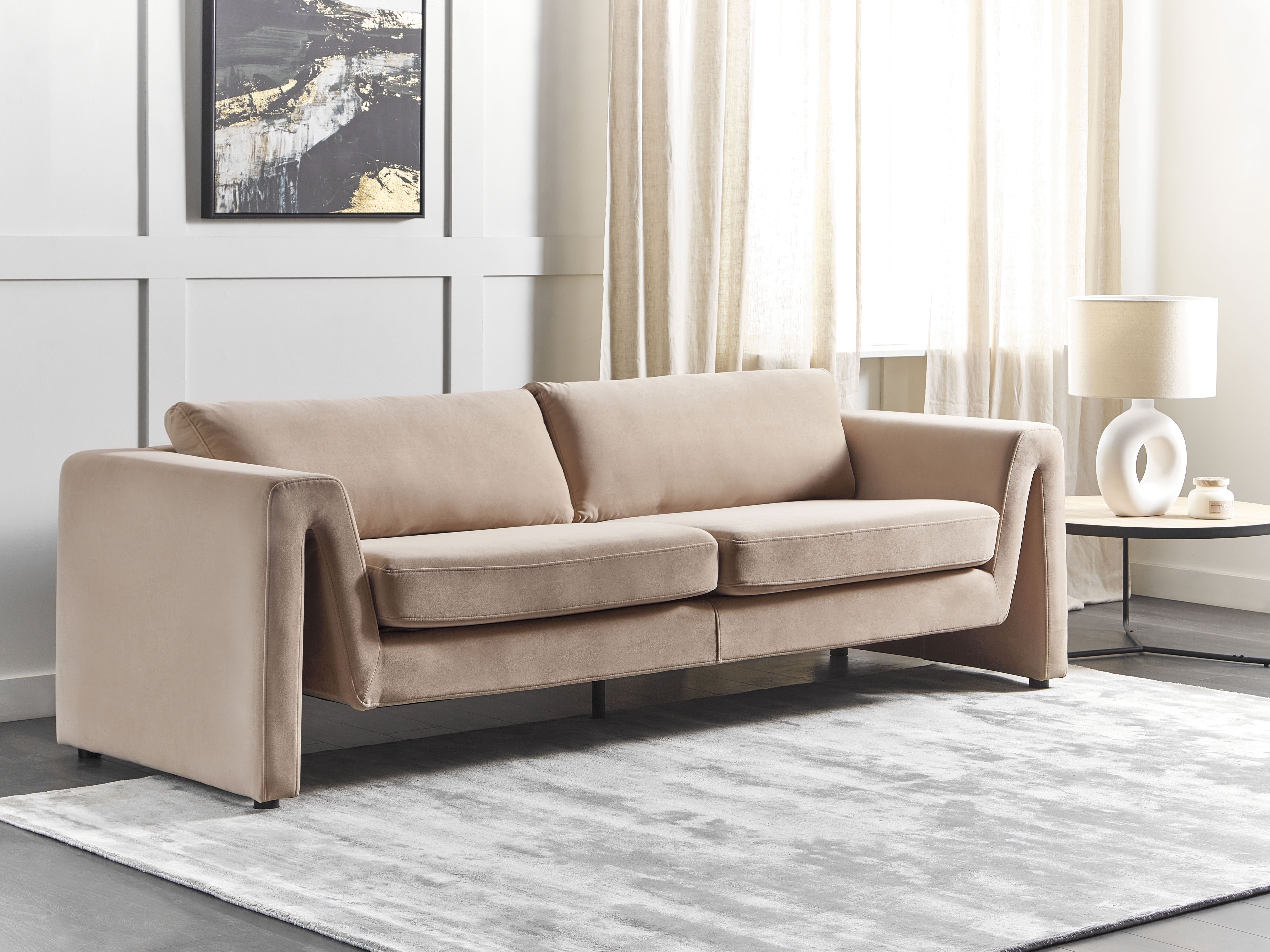 Soffa sammet beige MAUNU | Beliani.se