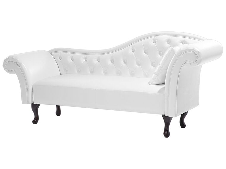 Chaise longue en piel blanca derecho LATTES Beliani.es