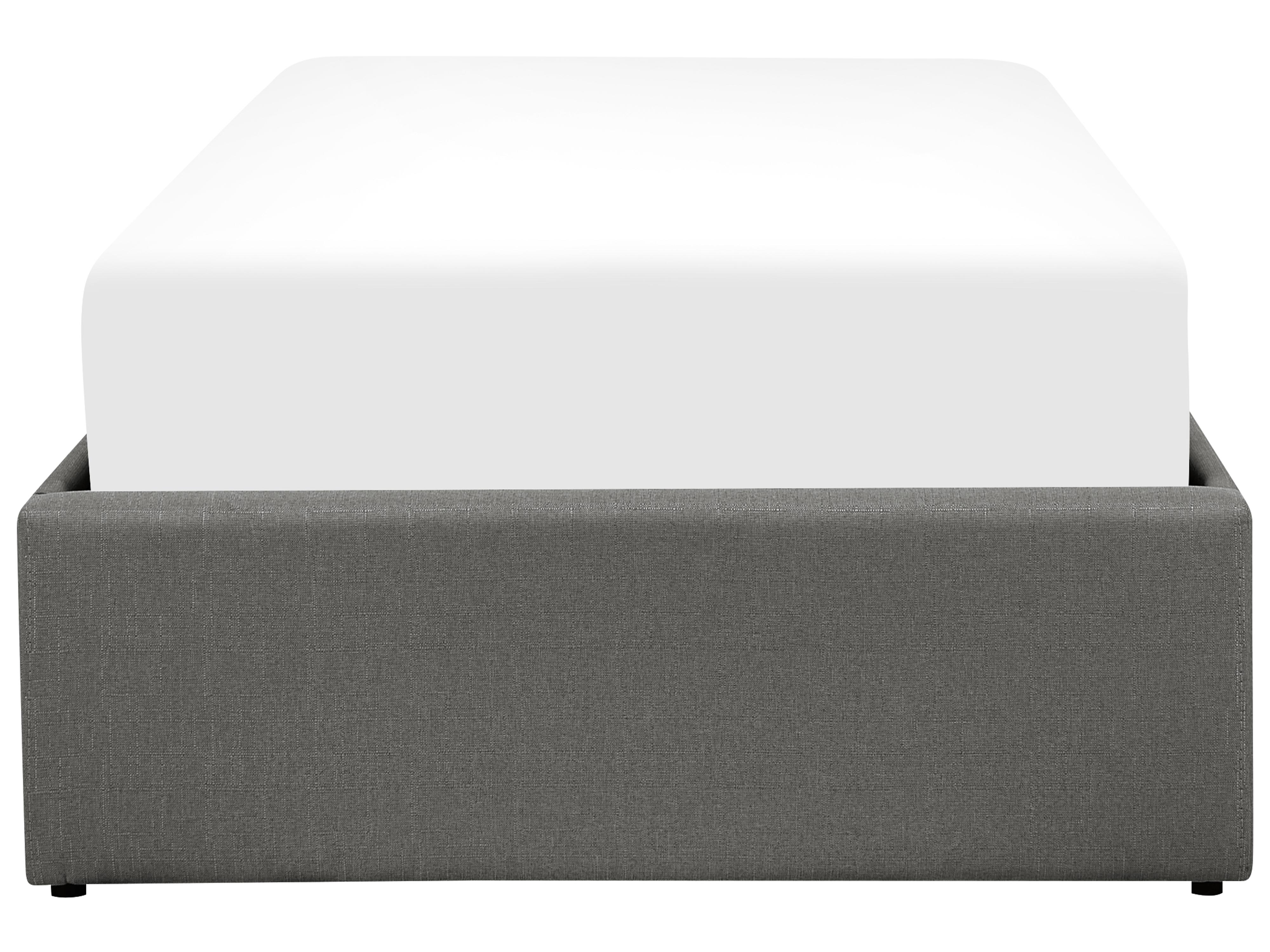 Łóżko z pojemnikiem tapicerowane 90 x 200 cm szare DINAN