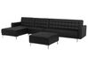 Right Hand Modular Faux Leather Sofa with Ottoman Black ABERDEEN_715407