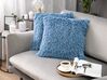 Set of 2 Shaggy Cushions 45 x 45 cm Blue CIDE_801778