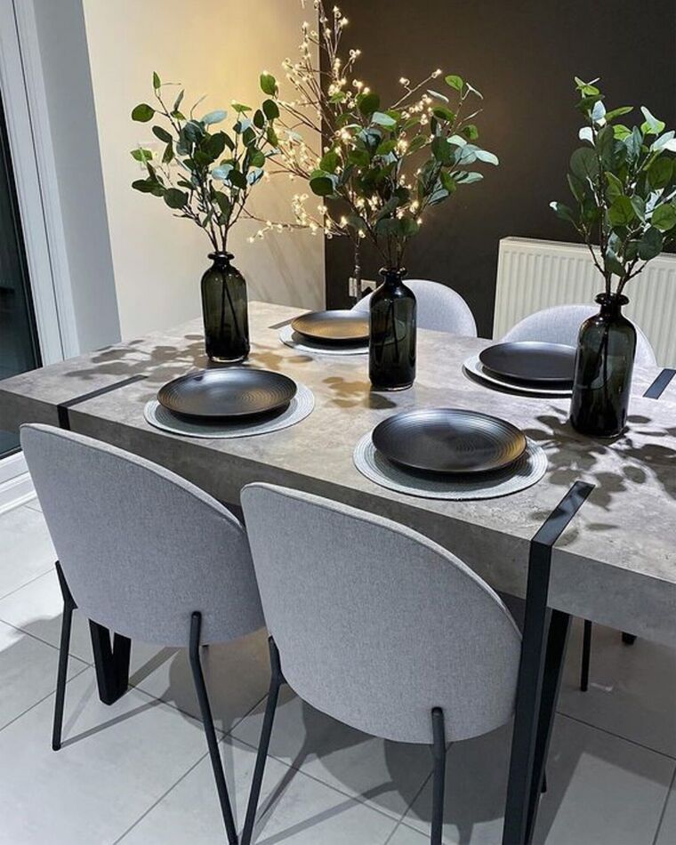 Dining Table 150 x 90 cm Concrete Effect with Black ADENA Beliani.co.uk