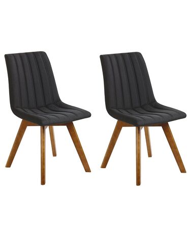 	Conjunto de 2 sillas de poliéster negro/madera oscura CALGARY