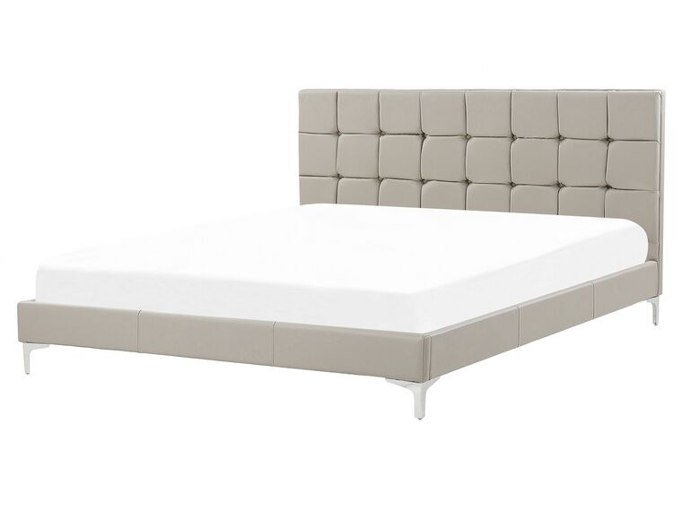 Letto in ecopelle taupé 160 x 200 cm AMBERT_786661