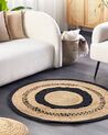 Jutový kulatý koberec ⌀ 120 cm béžový/ černý YOZGAT_839512