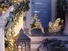 Outdoor Weihnachtsbeleuchtung LED silber Rentier mit Schlitten 41 cm ENODAK_829702