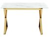 Glass Top Dining Table 120 x 70 cm Marble Effect and Gold ATTICA_850499