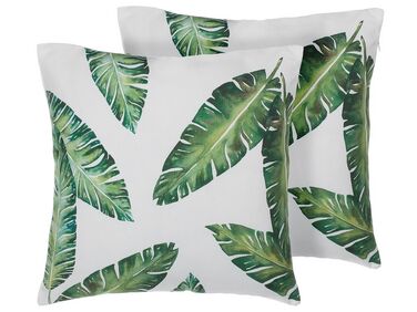 Set of 2 Cushions Palm Leaf Pattern 45 x 45 cm White DIANELLA