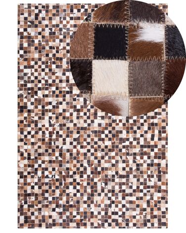 Teppich Kuhfell braun / beige 160 x 230 cm Patchwork KONYA
