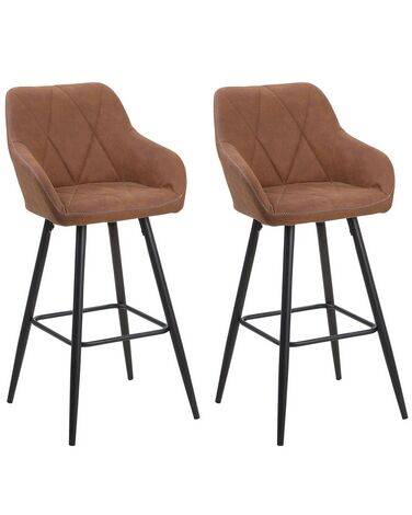 Set of 2 Fabric Bar Chairs Brown DARIEN