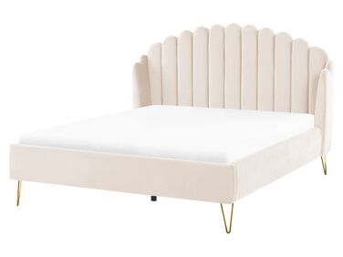 Bed fluweel beige 160 x 200 cm AMBILLOU
