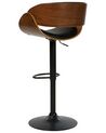 Chaise de bar en bois foncé et cuir PU noir BAKU II_827964