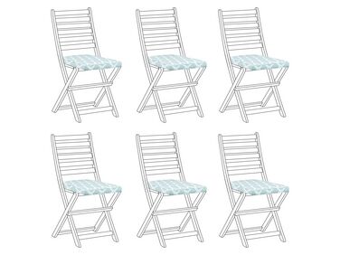 Zestaw 6 poduszek na krzesła ogrodowe w romby zielono-biały TOLVE