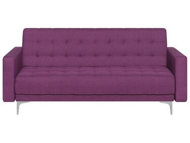 Canapé convertible 3 places en tissu violet ABERDEEN