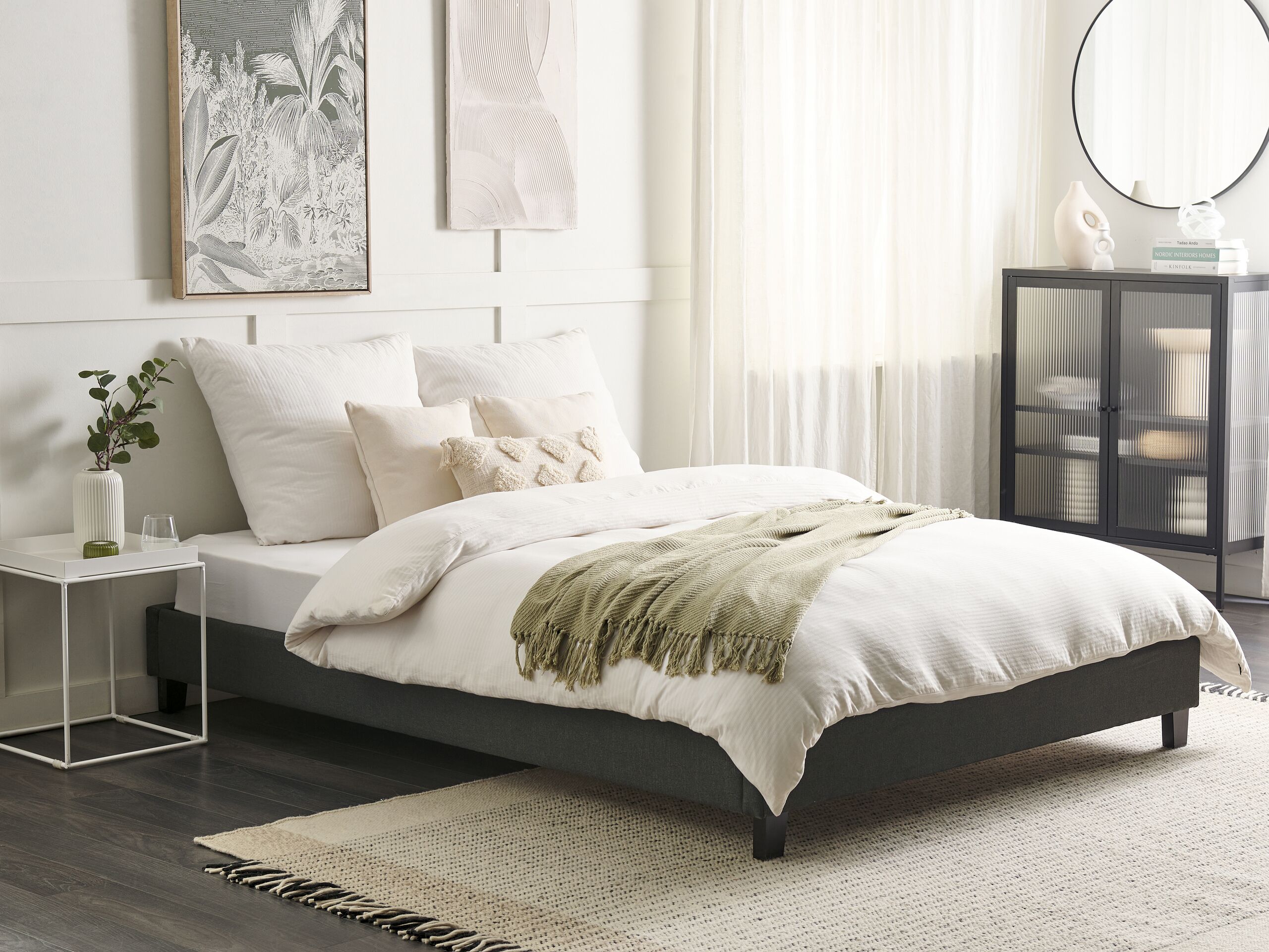 Sommier estofado 160 x 200 cm cinzento ROANNE