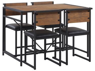 Jedálenská súprava stola a 4 stoličiek tmavé drevo/čierna BURTON