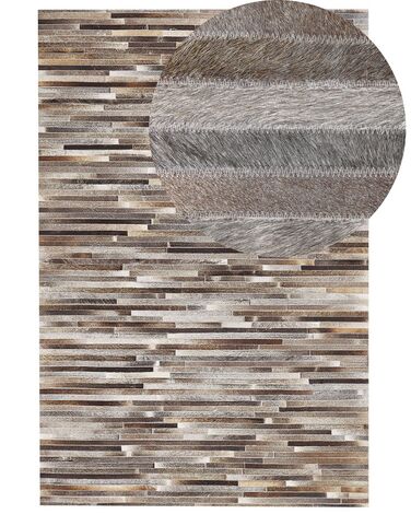 Kožený koberec 160 x 230 cm hnedá/sivá/béžová TUZLUCA