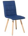 	Conjunto de 2 sillas de comedor de poliéster azul marino/madera clara BROOKLYN_696404
