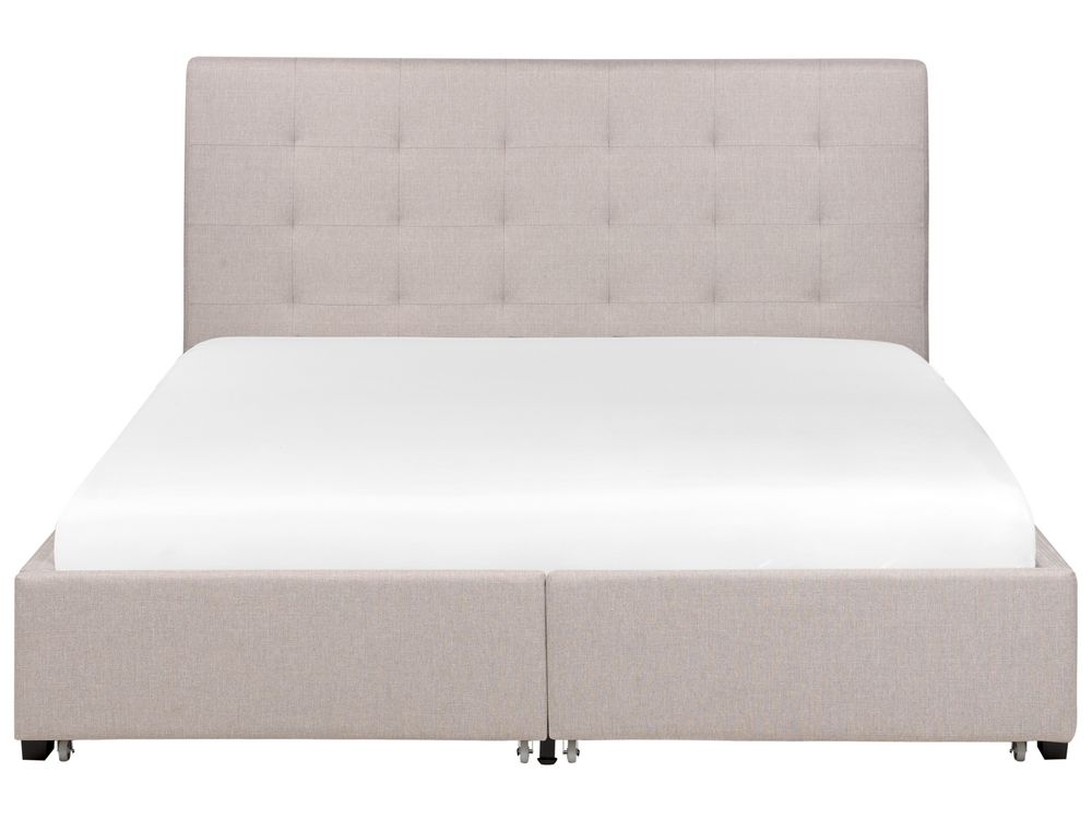 Cama tapizada con almacenaje gris claro 160x200 cm LA ROCHELLE | Beliani.es