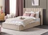 Sametová postel s úložným prostorem 140 x 200 cm béžová NOYERS_834502