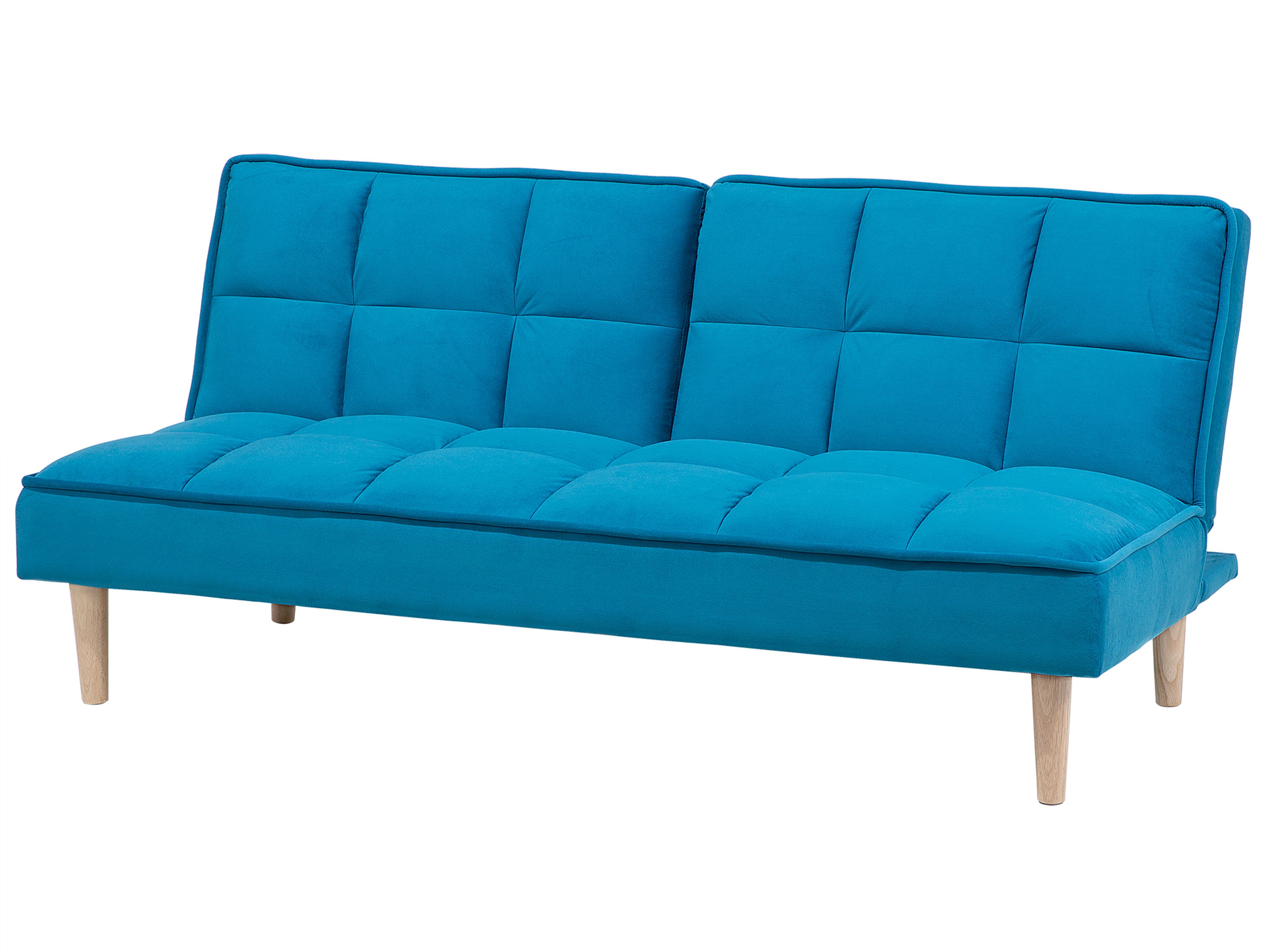Fabric Sofa Bed Blue SILJAN Beliani.co.uk