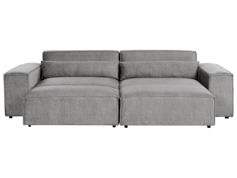 Left Hand 2 Seater Modular Fabric Corner Sofa with Ottoman Grey HELLNAR_911872