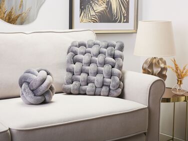 Velvet Knot Cushion with Glitter 30 x 30 cm Grey SIRALI