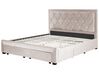 Łóżko z szufladami welurowe 180 x 200 cm beżowe LIEVIN_858045