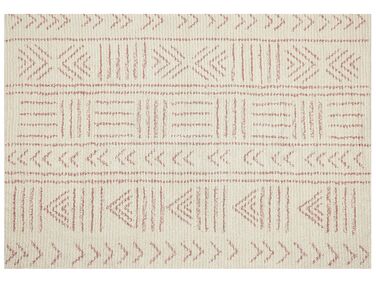 Teppich Baumwolle beige / rosa 160 x 230 cm geometrisches Muster Kurzflor EDIRNE