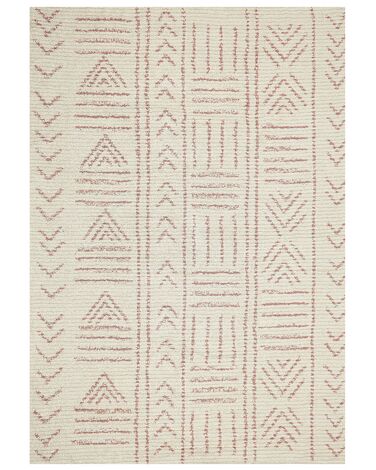 Teppich Baumwolle beige / rosa 160 x 230 cm geometrisches Muster Kurzflor EDIRNE
