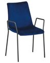 Lot de 2 chaises de salle à manger en velours bleu marine JEFFERSON_788548