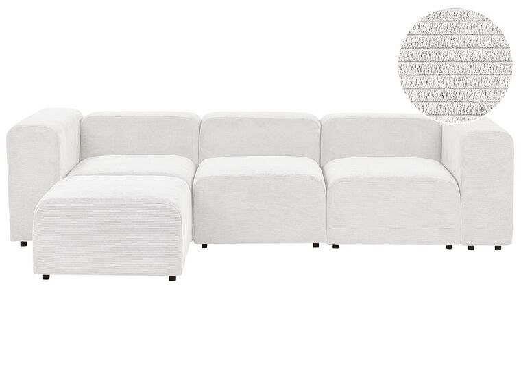 Sofa modułowa 3-osobowa sztruksowa z otomaną biała FALSTERBO_916142