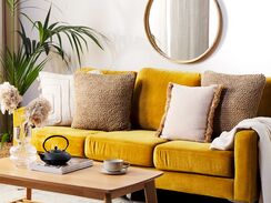 Koristetyyny juutti beige 45 x 45 cm BEGONIA