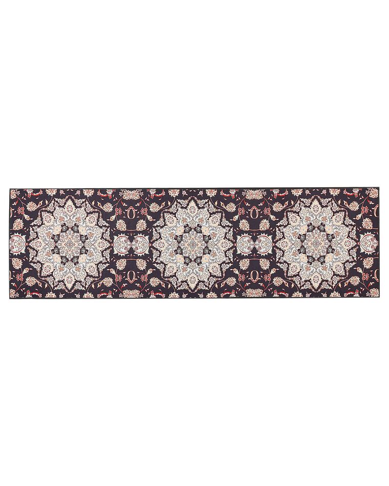 Teppich schwarz / beige 60 x 200 cm orientalisches Muster Kurzflor ARITAS_886600