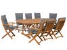 Conjunto de jardín en madera de acacia Mesa + 8 sillas cojines color grafito MAUI_743959