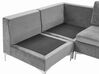 Right Hand 4 Seater Modular Velvet Corner Sofa with Ottoman Grey EVJA_789093