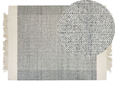 Teppich Wolle grau / cremeweiss 140 x 200 cm Kurzflor TATLISU