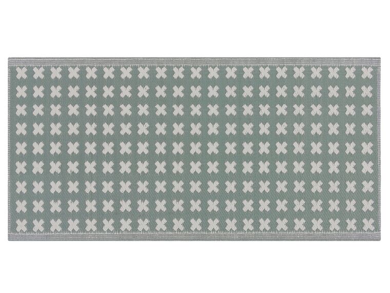 Zelený venkovní koberec s geometrickým vzorem 90 x 180 cm ROHTAK _766390
