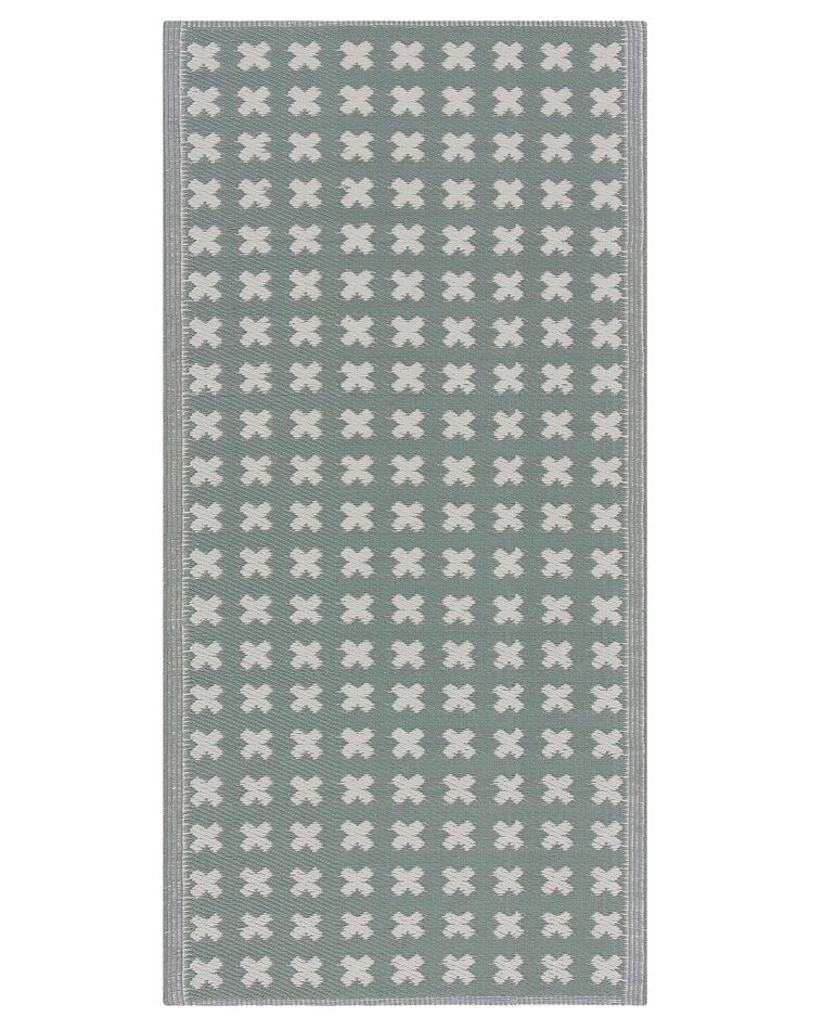 Zelený venkovní koberec s geometrickým vzorem 90 x 180 cm ROHTAK _766390