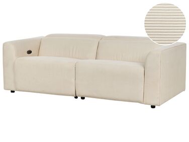 2 Seater Corduroy Electric Recliner Sofa with USB Port Beige ULVEN