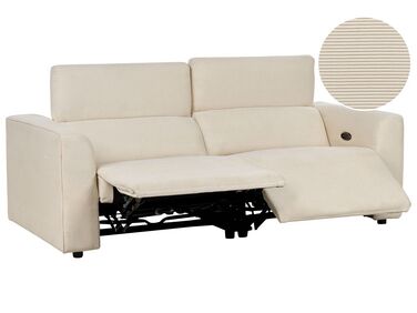 Sofá 2 plazas reclinable eléctrico de pana beige con puerto USB ULVEN