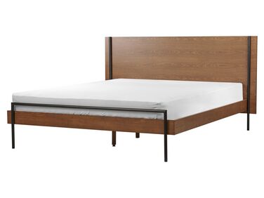 Bed hout donkerbruin 160 x 200 cm LIBERMONT