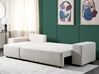 Canapé-lit d'angle à droite avec rangement en tissu beige clair LUSPA_900922