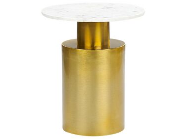 Metal Side Table Gold and White ARIAGA